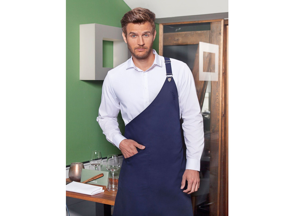 Asymmetrical Bib Apron with Pocket