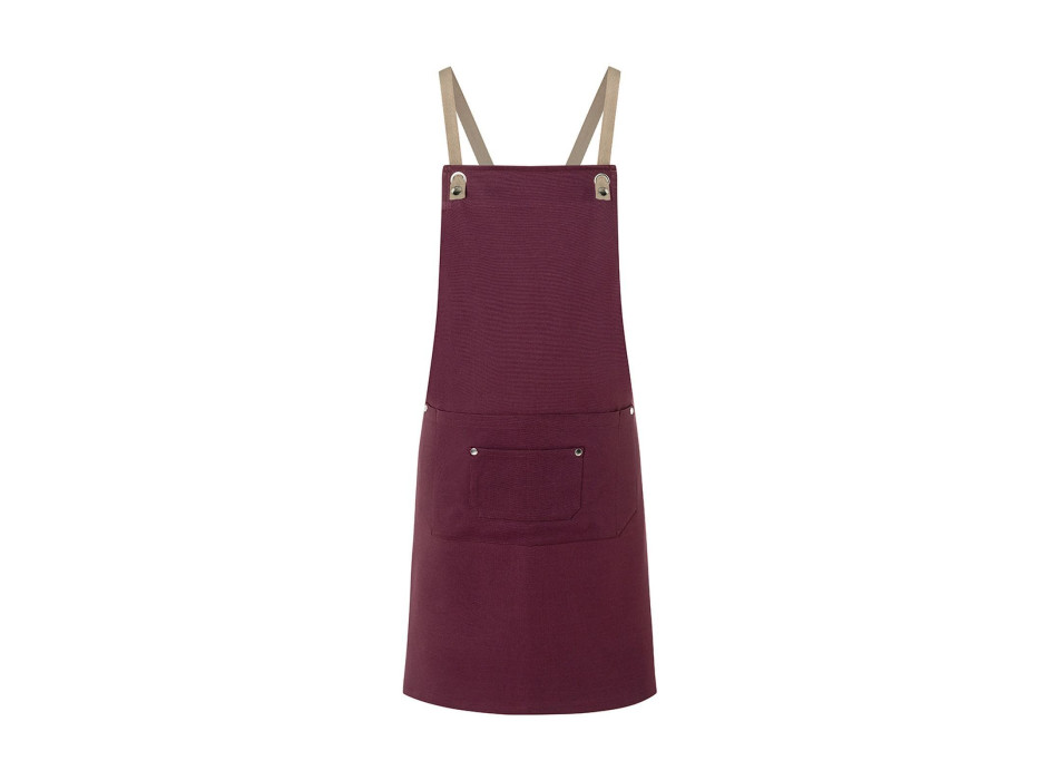 Bib Apron With Crossed Ribbons And Big Pocket