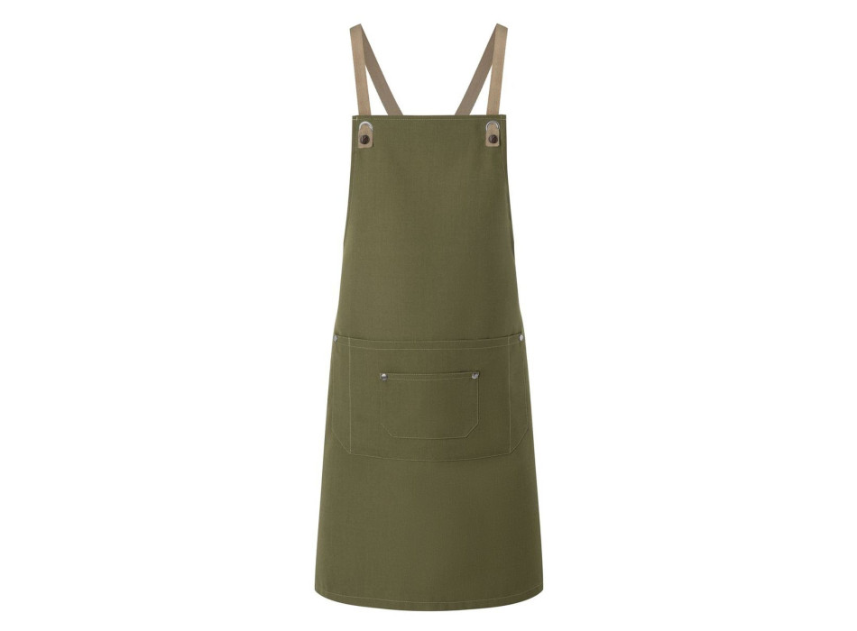 Bib Apron With Crossed Ribbons And Big Pocket