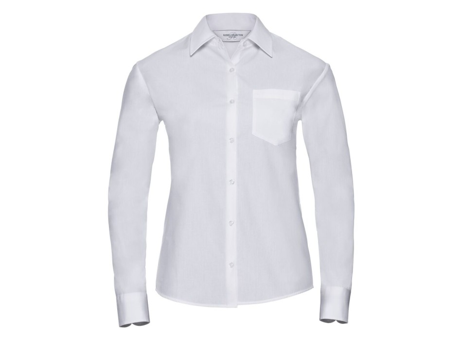 Ladies' Long Sleeve Pure Cotton Poplin Shirt