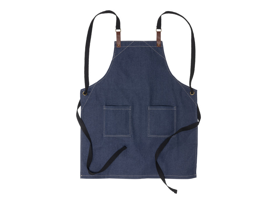 Grembiule da cucina regolabile  in cotone denim con 2 tasche frontali.