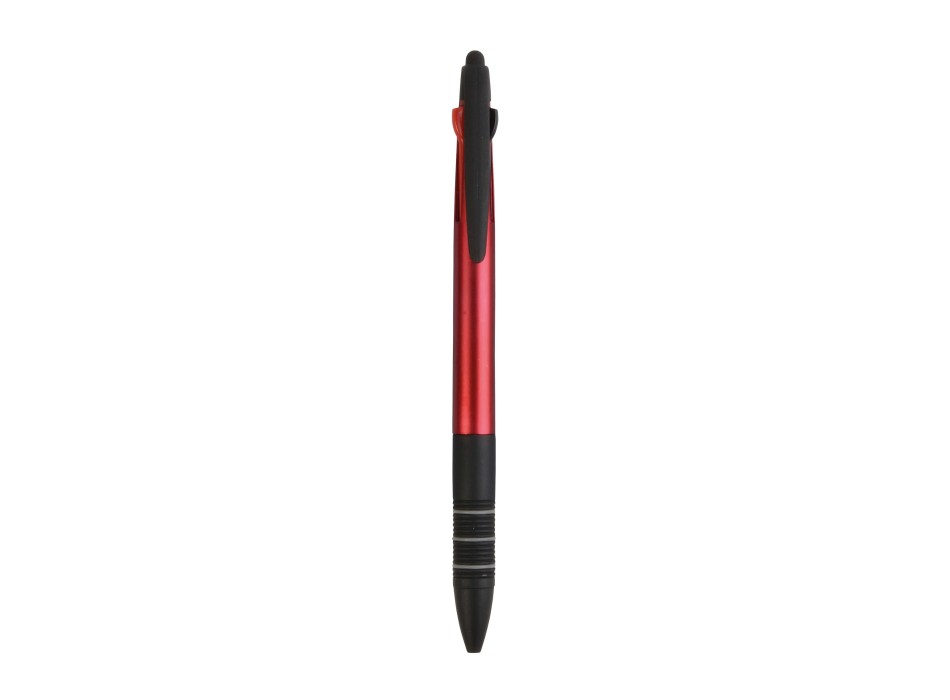 Penna a scatto in plastica con 3 refill dei colori blu, nero e rosso