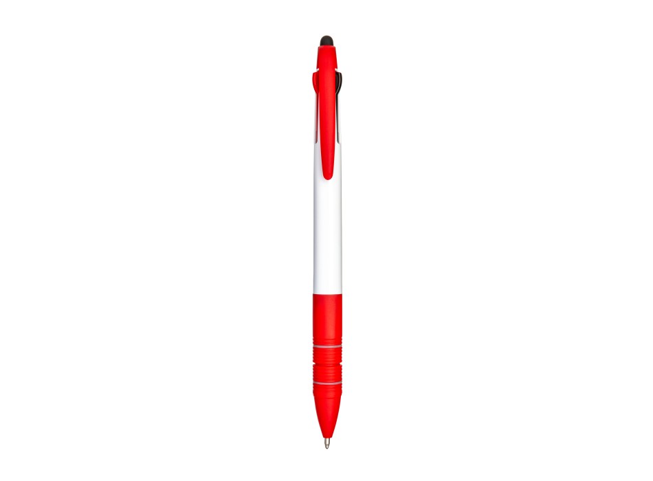 Penna a scatto in plastica con 3 refill dei colori blu, nero e rosso