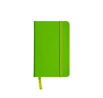 Quaderno in PVC con elastico colorato, fogli a righe (80 pag.), segnalibro in raso