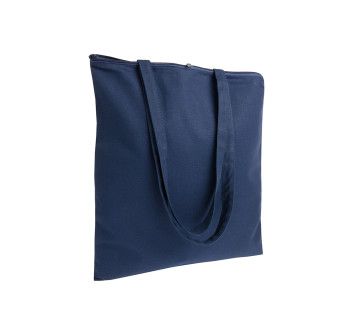 Shopper in cotone 220 g/m2, manici lunghi e chiusura con zip