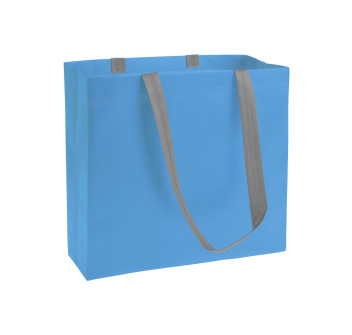 Shopper in TNT laminato, manici lunghi e soffietto